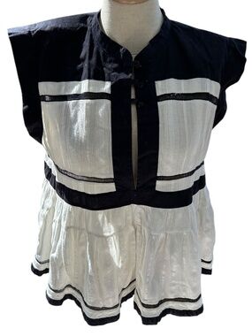 Isabel Marant Etoile Black white cotton tunic top 40 S France